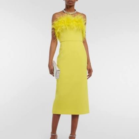 Rebecca Vallance Dresses & Skirts - Rebeca Vallance Feather Yellow Midi dress